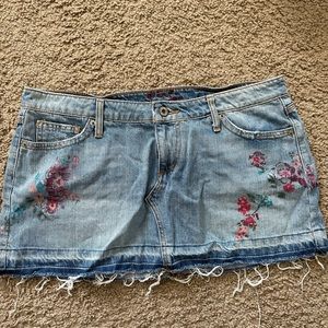 Hint Jeans Flower Print Mini Skirt
